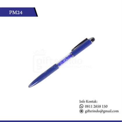 PM24 Pulpen Promosi Touchscreen Kristal Biru
